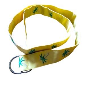 Talbots Belt Womens Palm Trees Butter Yellow Hawaiian Summer Adjustable OSFA New